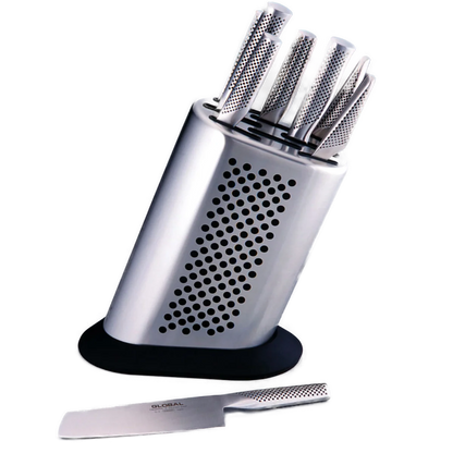 Global Stainless Steel Dotted Design Knife Block Set with 8 knives