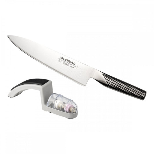 Global Chef's Knife with MinoSharp Sharpener - Knife Set