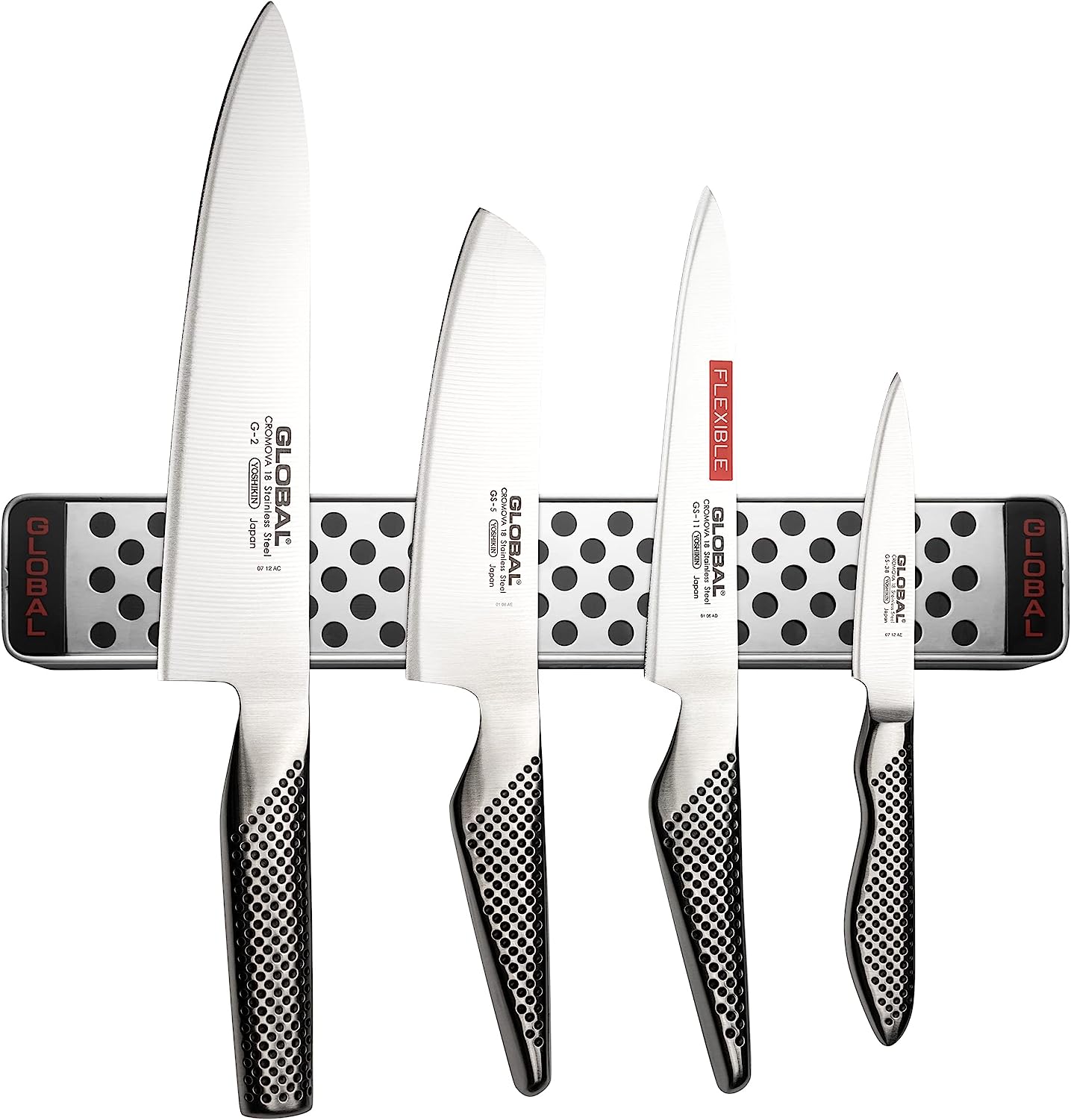 Global 4-Piece Knife Set with 30cm Magnetic Rack