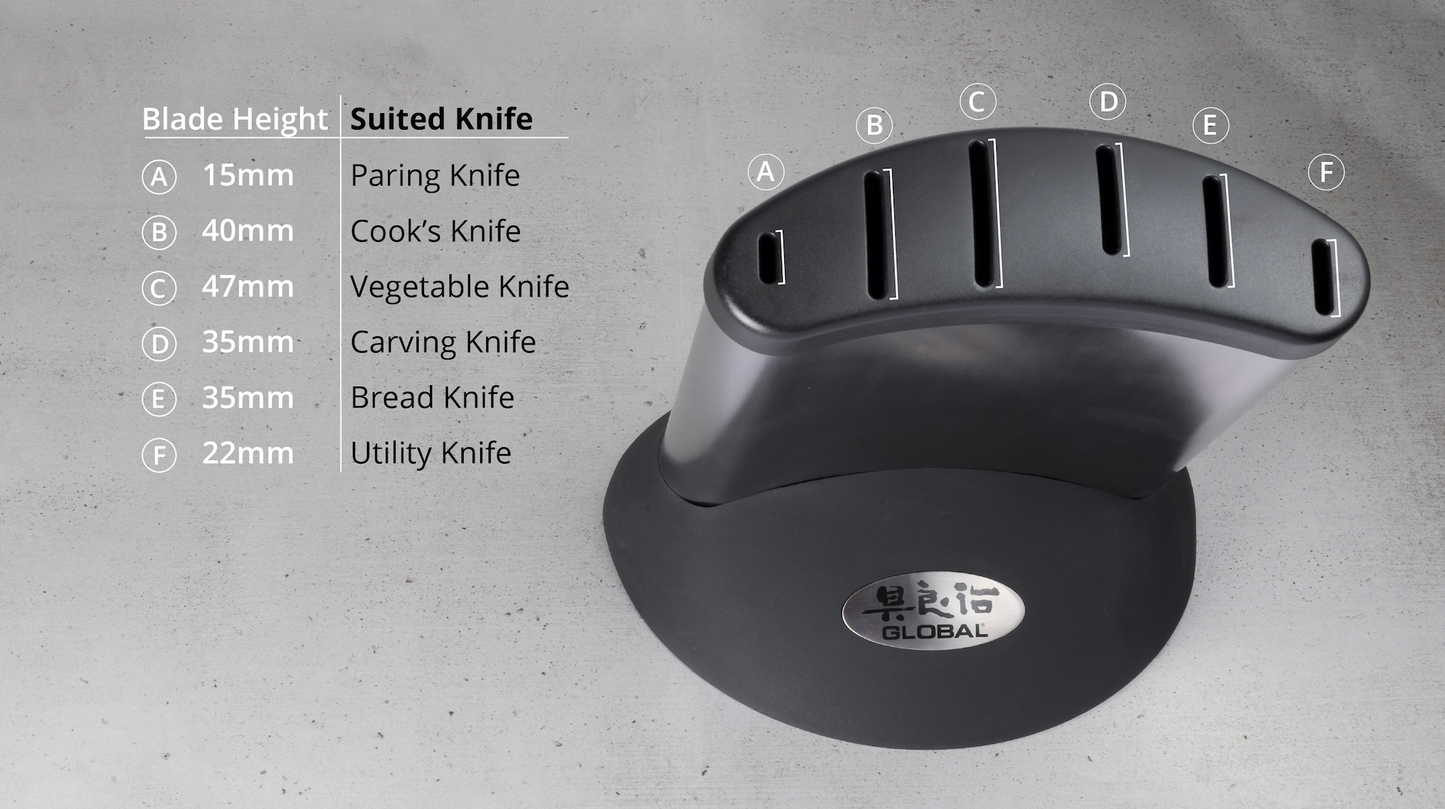 Global Synergy 6-Slot Stainless Steel Knife Block